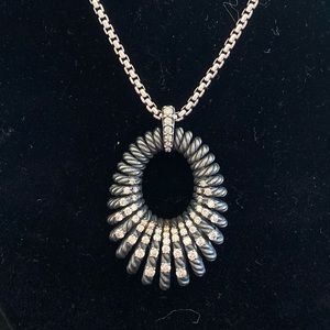 David Yurman Tempo Diamond and Silver Necklace